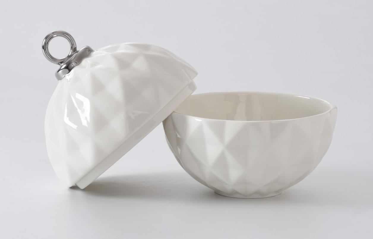 Silver and White Ornament Bowl ( 2 Sizes)