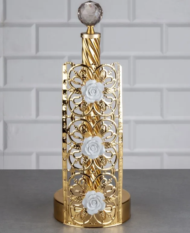 Gold Detailed and Crystal Top Paper Towel Holder