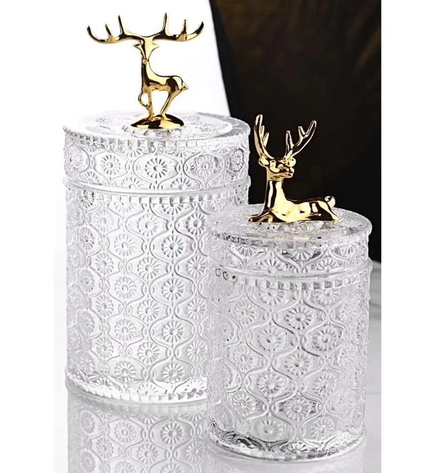 Reindeer Detailed 2-Piece Glass Jar Set