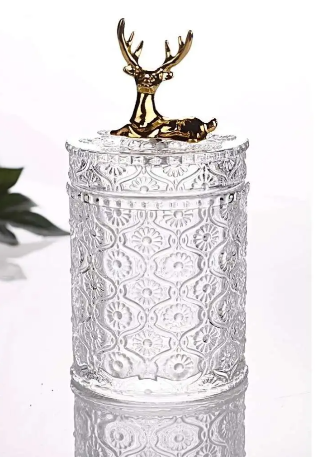 Reindeer Detailed 2-Piece Glass Jar Set