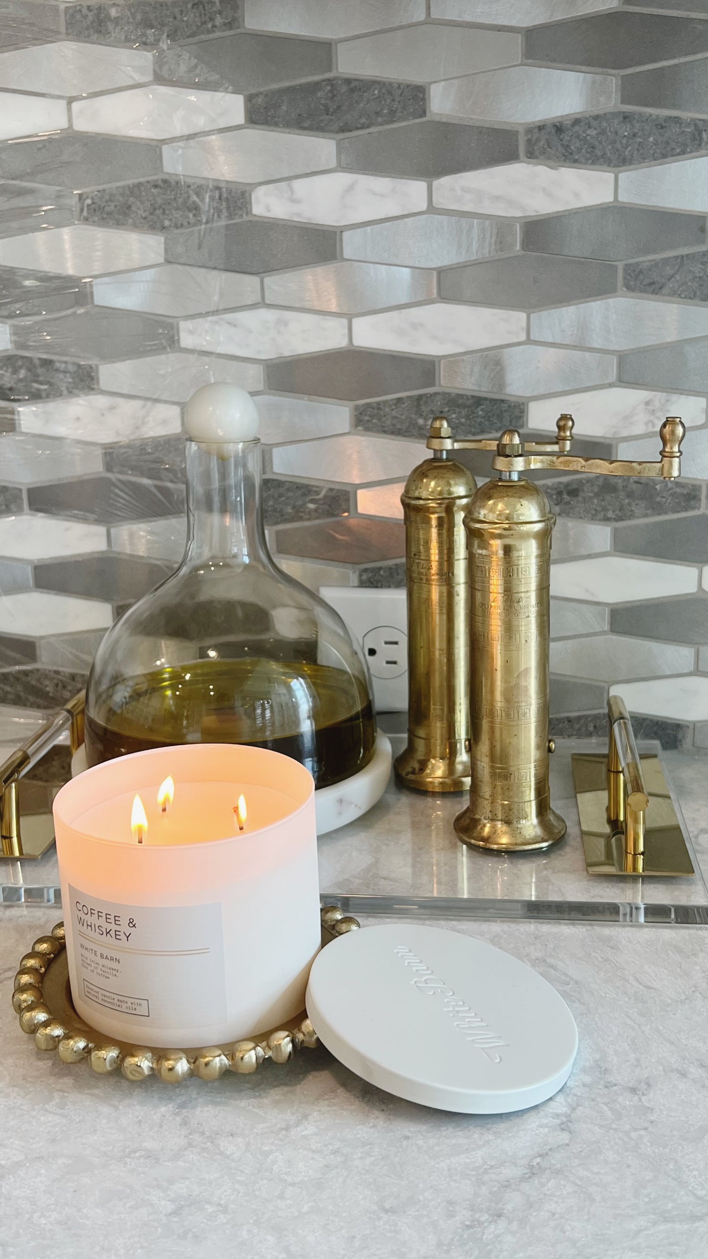 Acrylic Rectangular Tray with Gold Handles