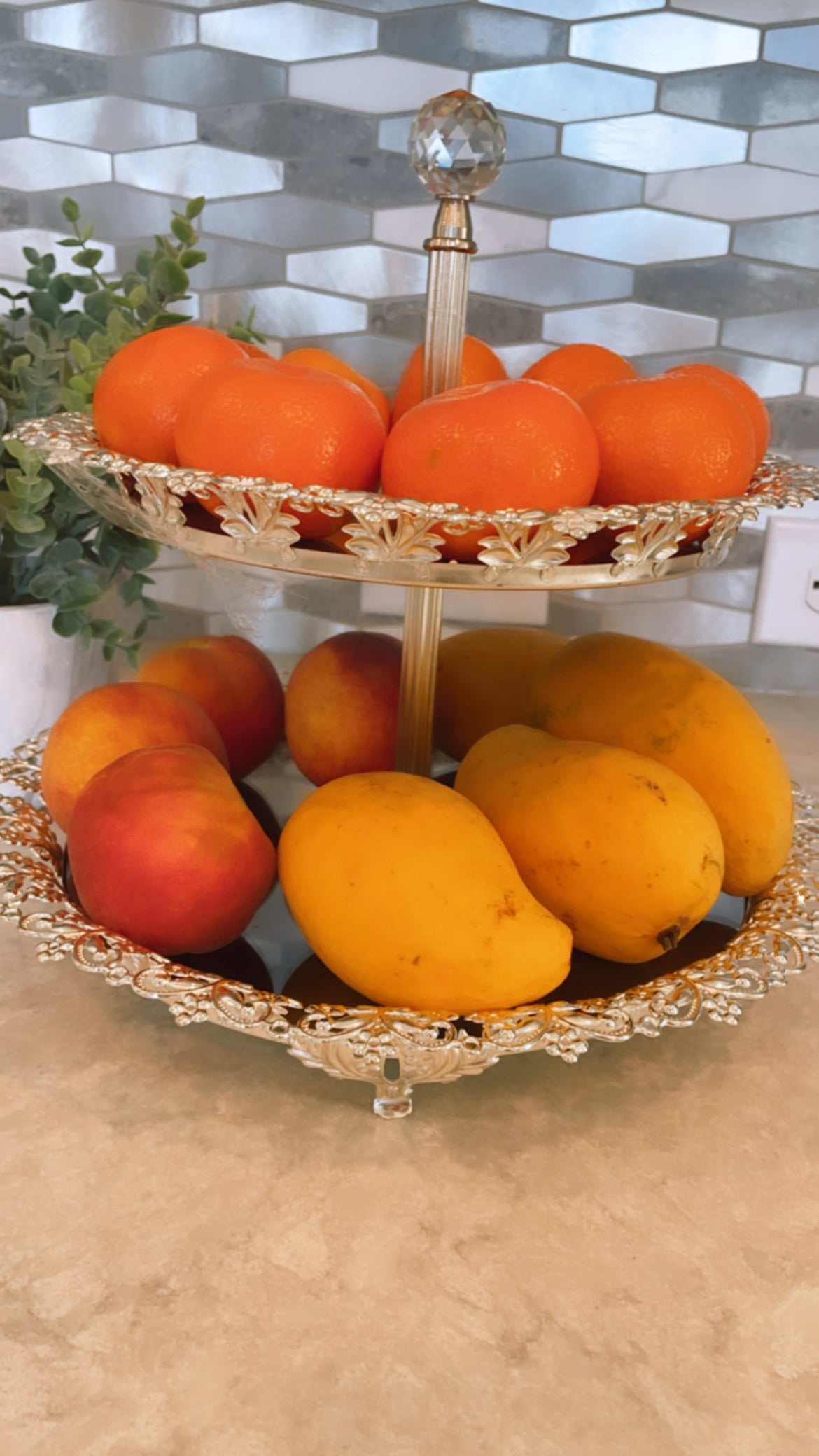 Silver Mirrored Tier Serving Stand