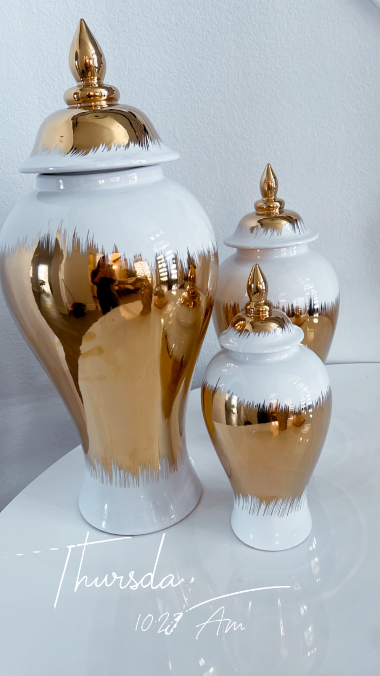 White and Gold Ginger Jar (3 Sizes)