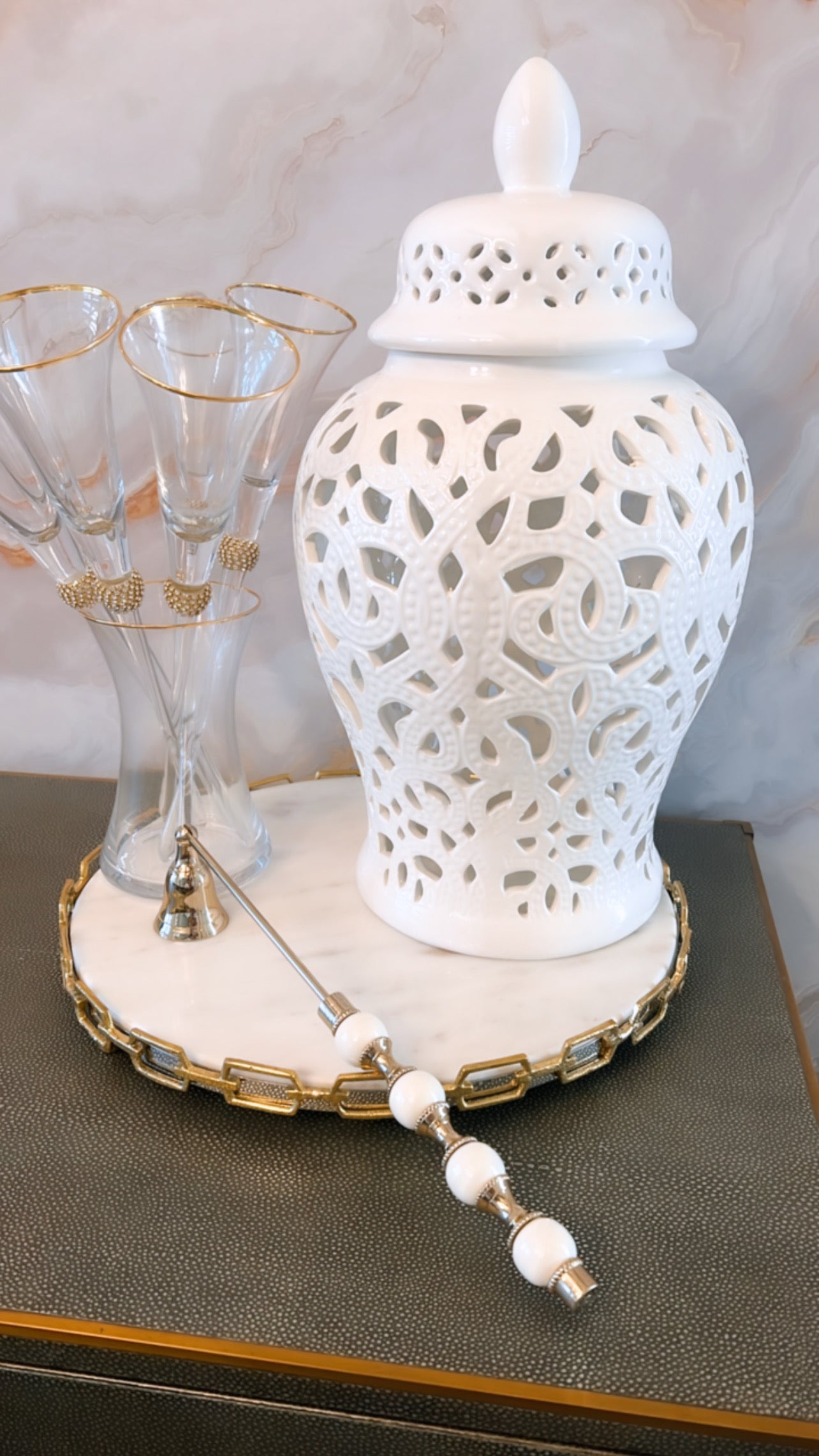 White and Gold Candle Snuffer