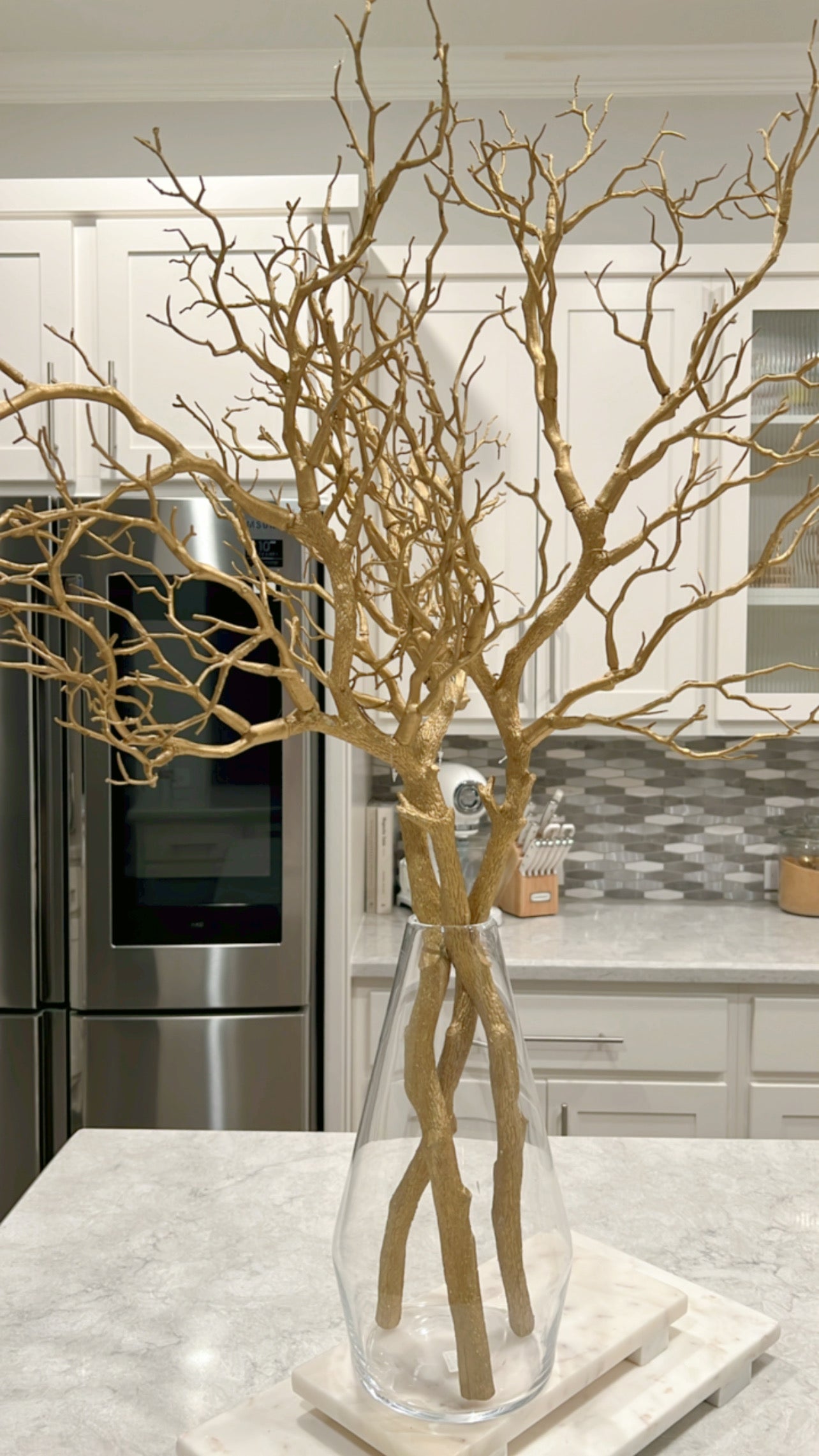 37" Gold Metallic Manzanita Branch