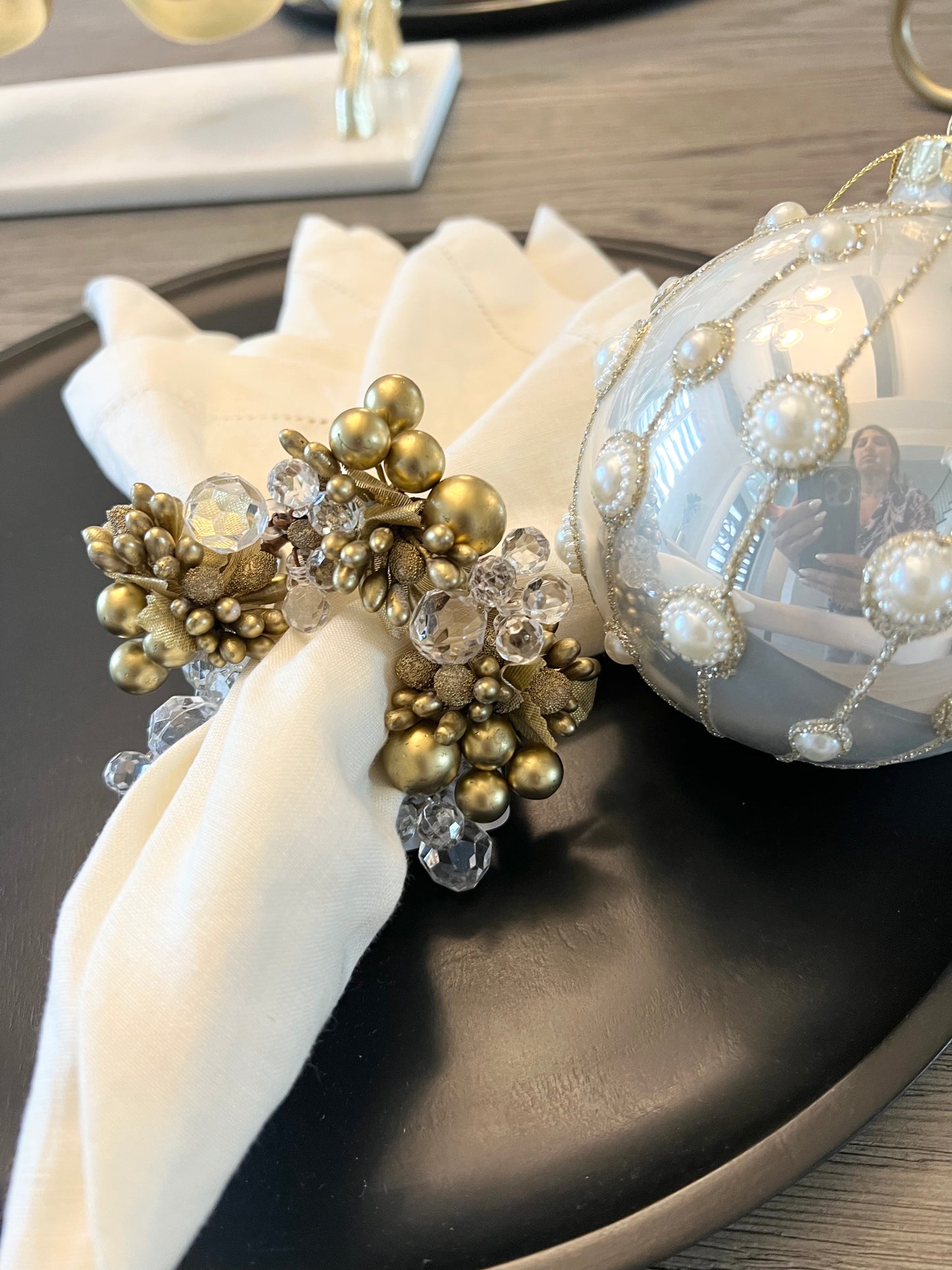4.5" Beaded and Crystal Berries Napkin Ring (SET of 2)