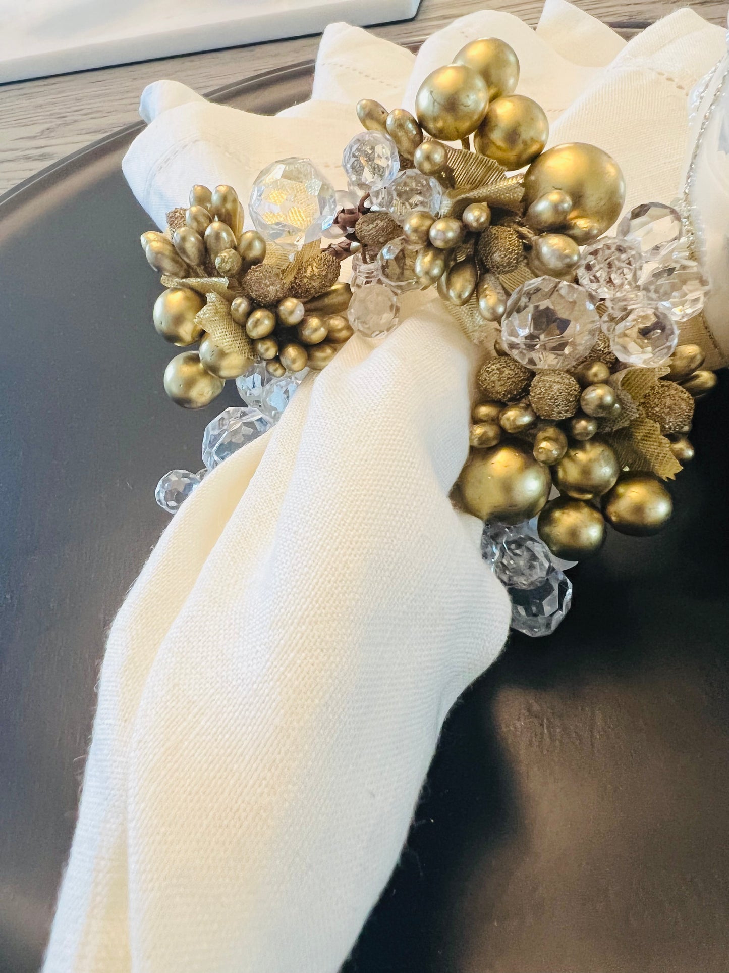 4.5" Beaded and Crystal Berries Napkin Ring (SET of 2)