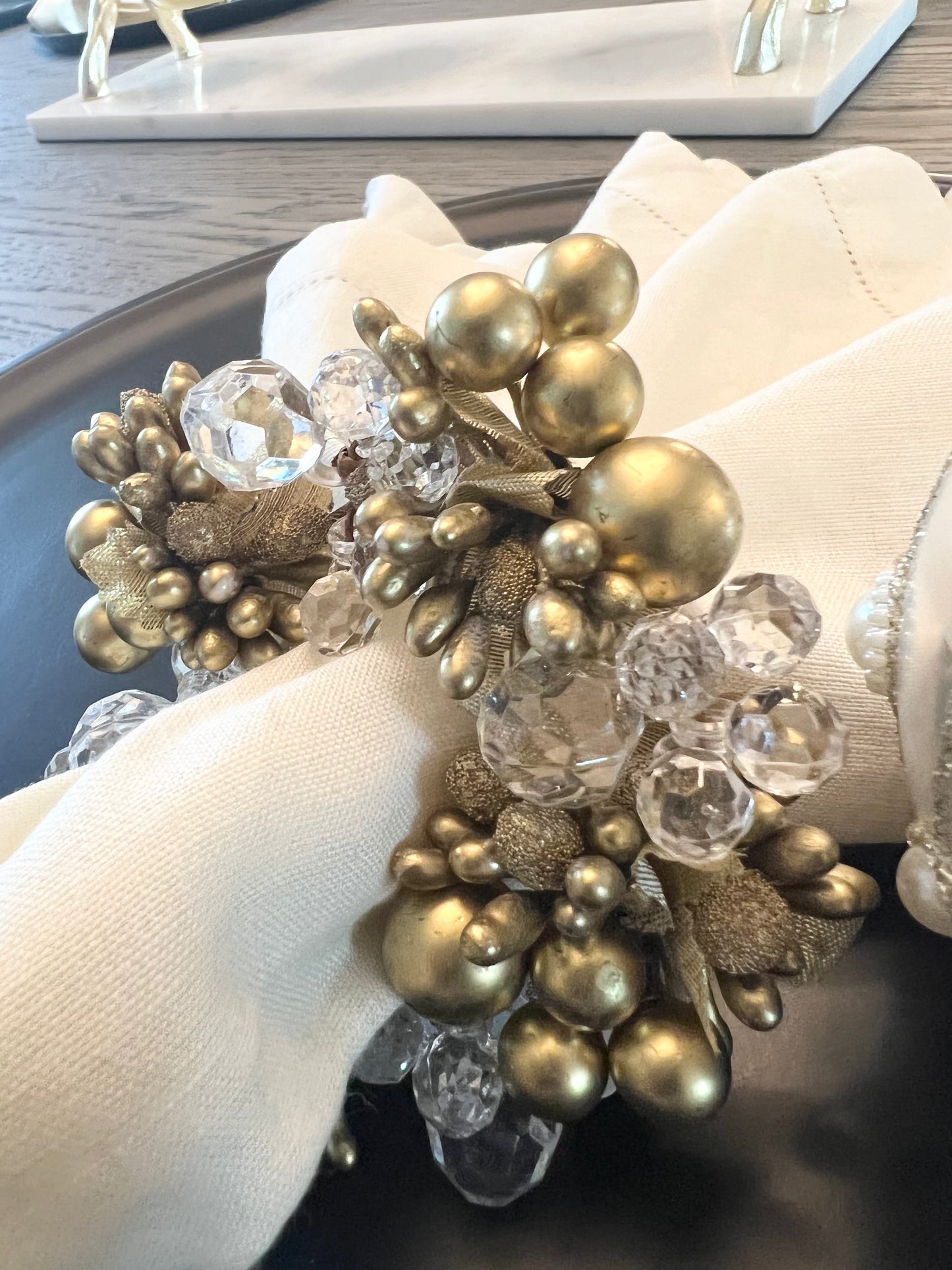 4.5" Beaded and Crystal Berries Napkin Ring (SET of 2)