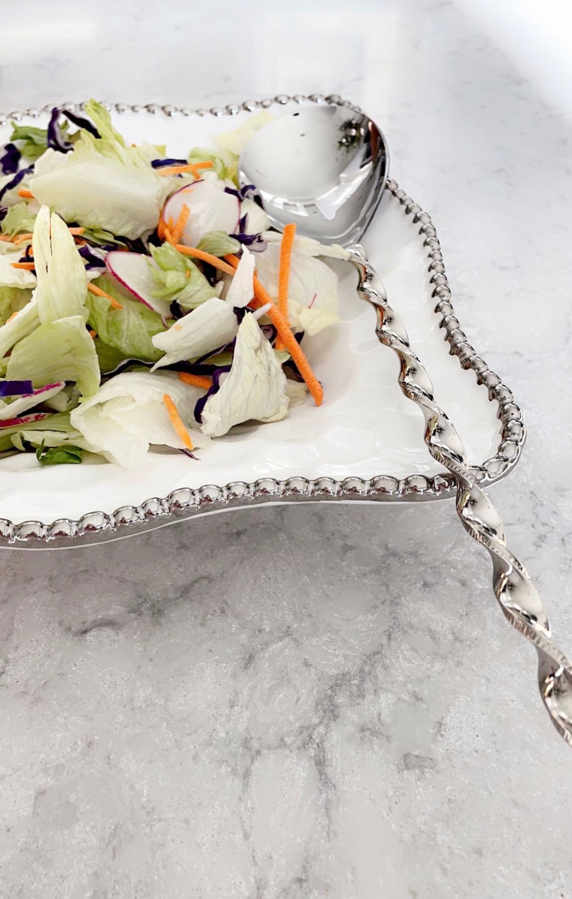 Silver Salad Servers with Twisted Handles