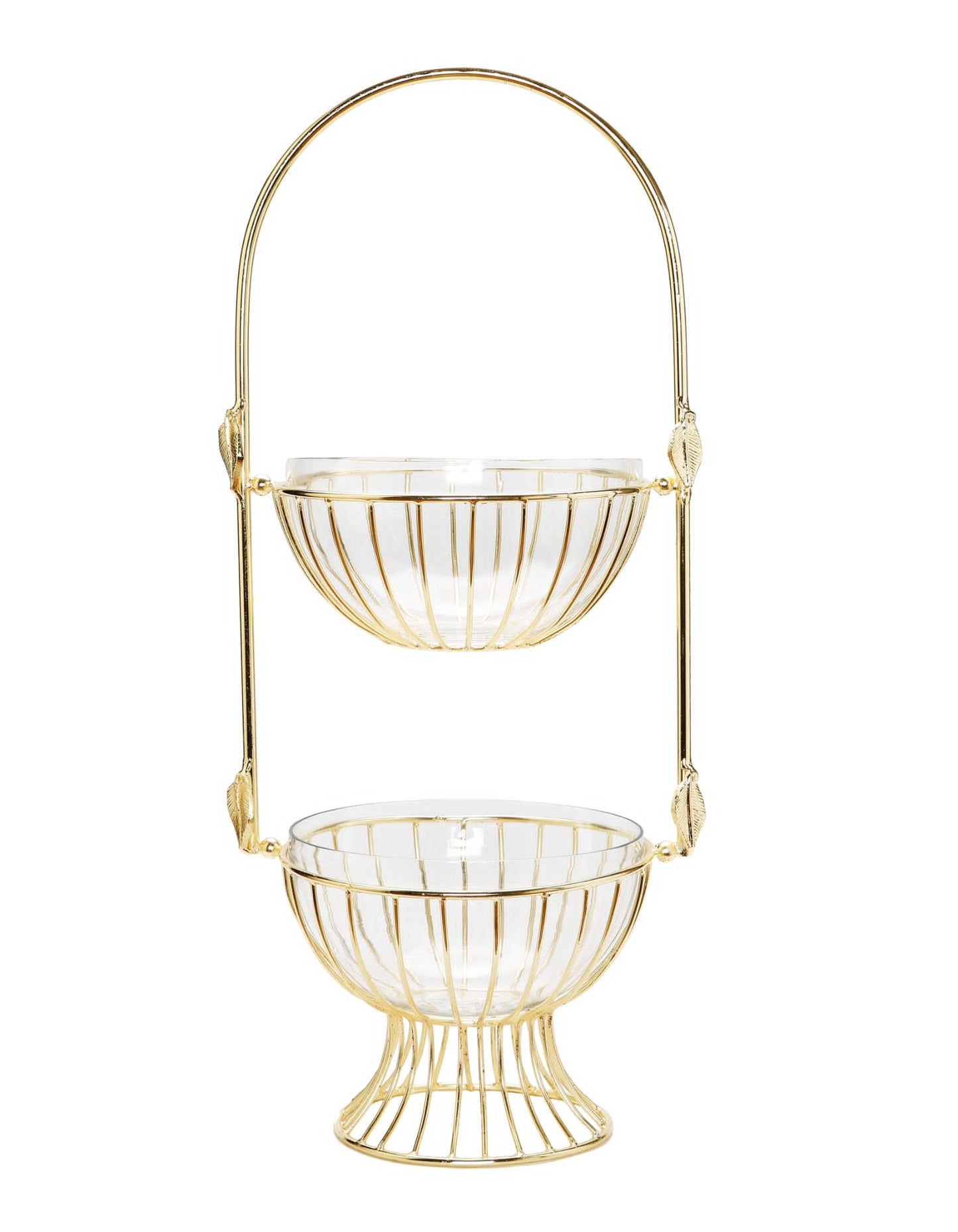 Gold Metal and Glass Two Tier Storage/Serving Bowls