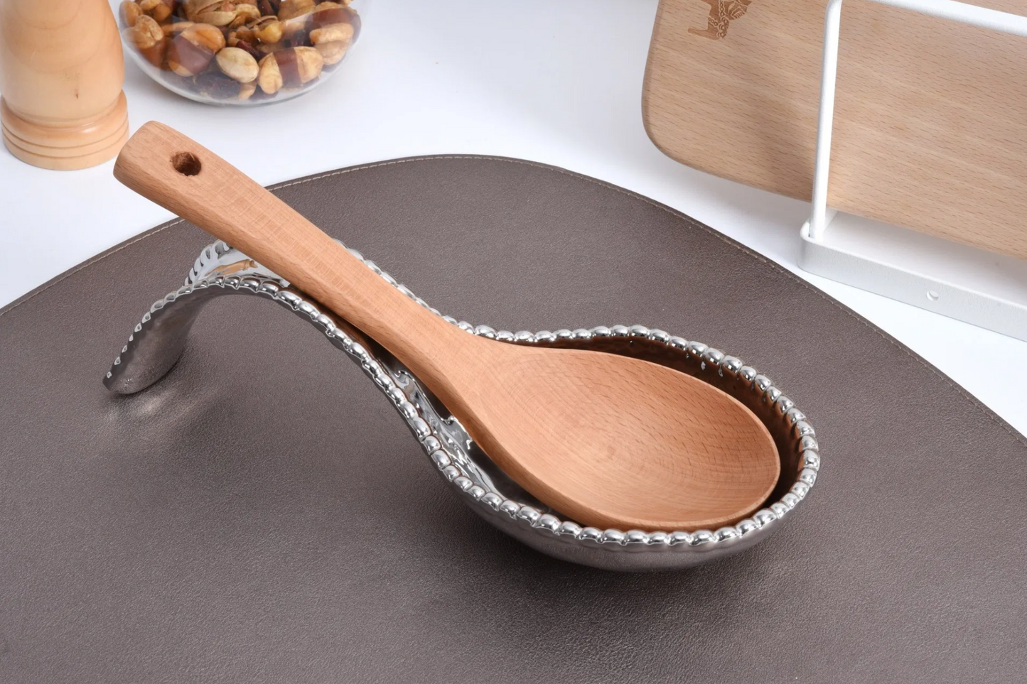 Silver Beaded Spoon Rest