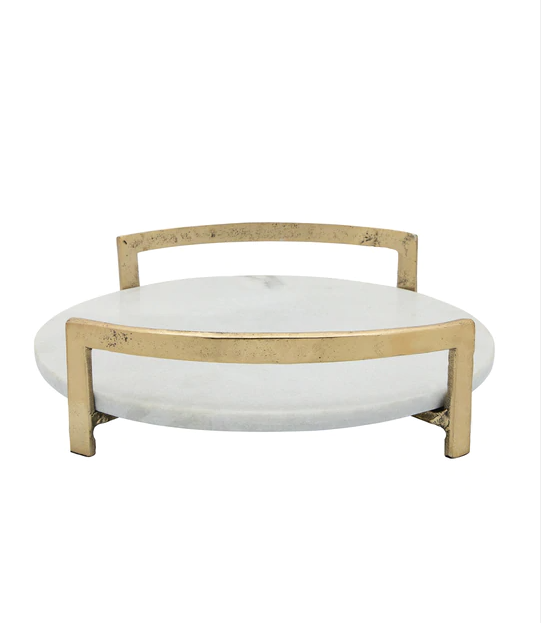 Gold and Marble Tray w/ Metal Handles