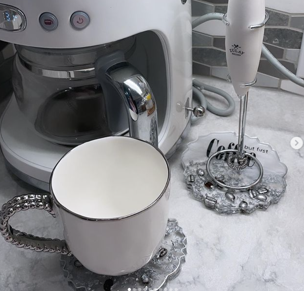 Silver Metallic Coffee Bean Resin Coaster