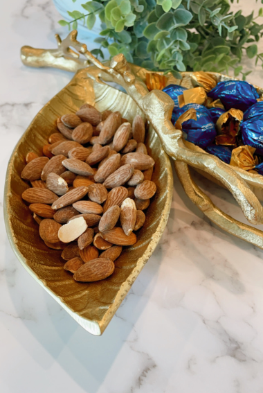 Gold Leaf Shaped Relish Double Dish with Birch
