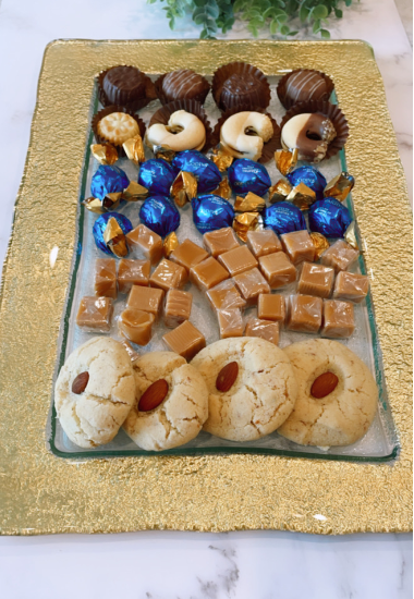 Large Glass Rectangle Tray with Gold Embossed Border