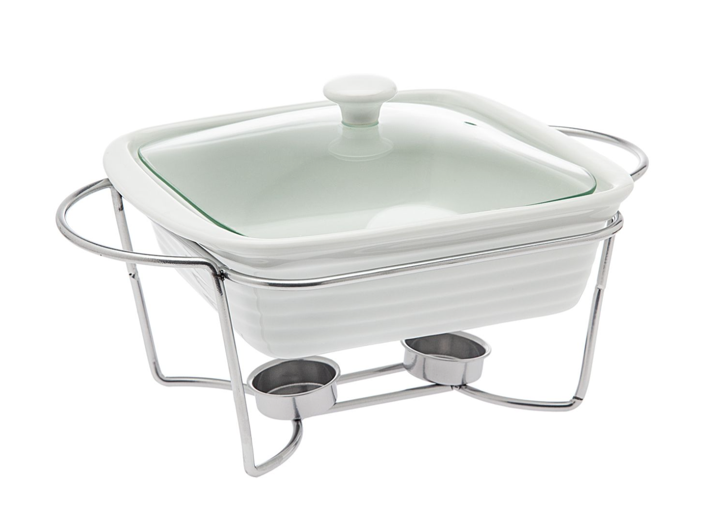 Silver Oven to Table Square Baker/Warmer/Serving Piece with Stand - 1.2 Quart
