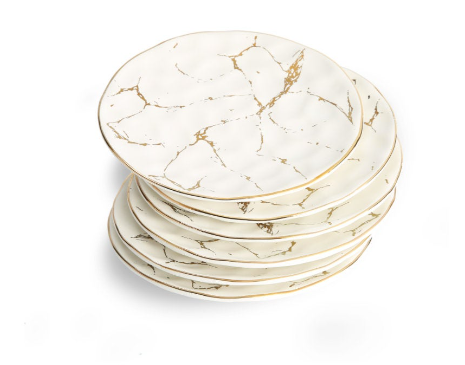 GOLD METALLIC MARBLED DINNER PLATE