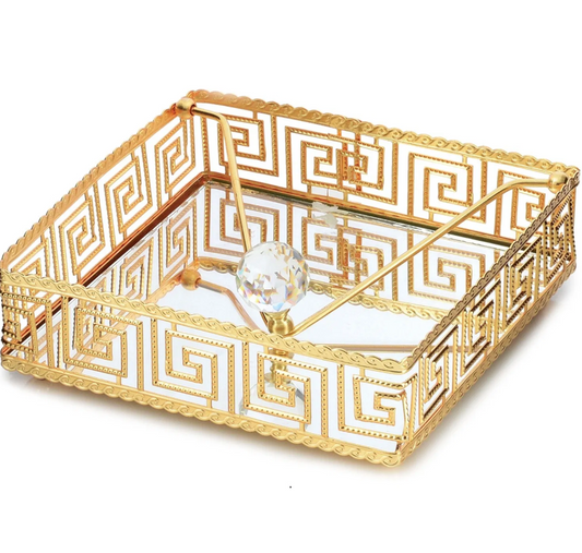 Gold Greek Inspired Mirrored Napkin Holder