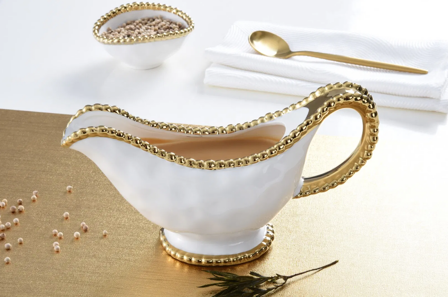 Gold Beaded Gravy Boat