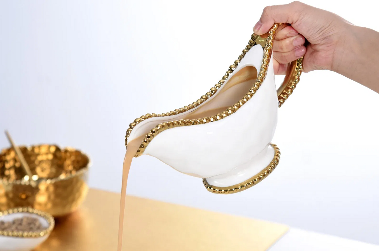 Gold Beaded Gravy Boat
