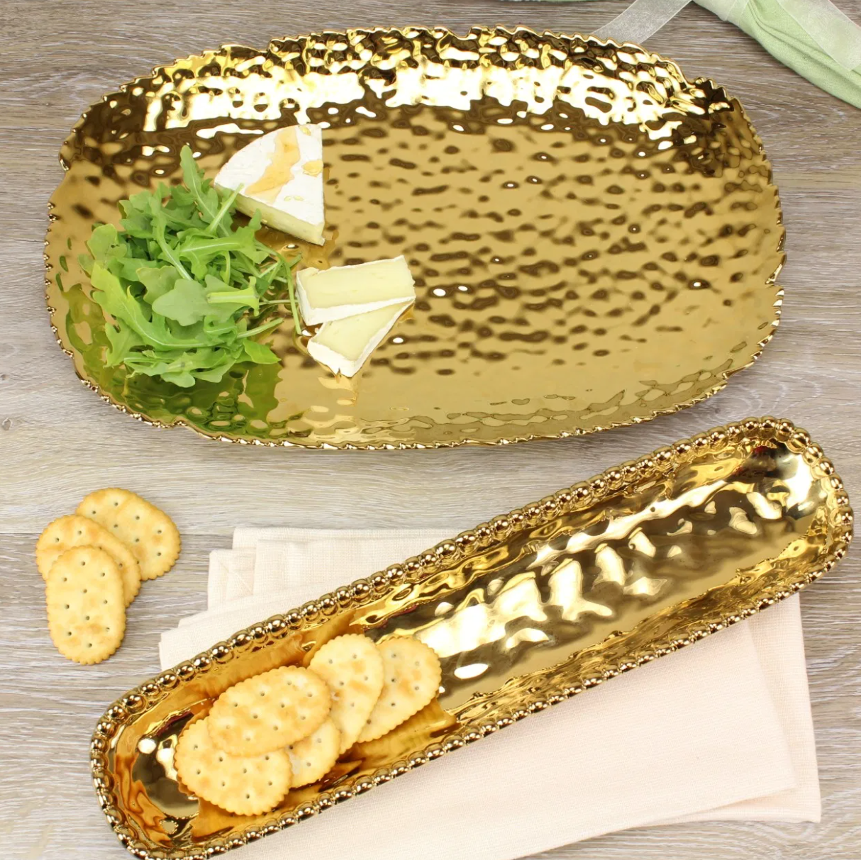 Gold Medium Hammered Serving Platter