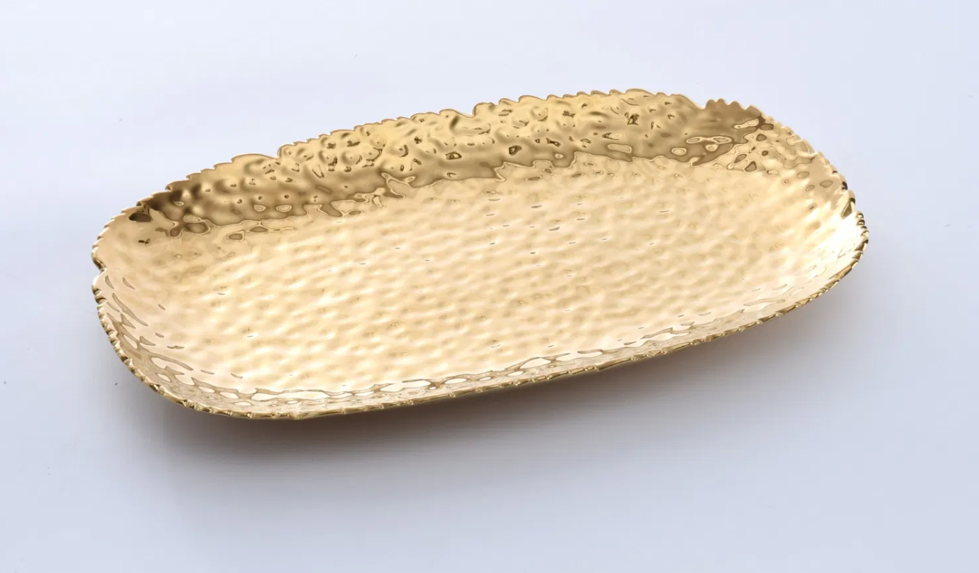 Gold Medium Hammered Serving Platter