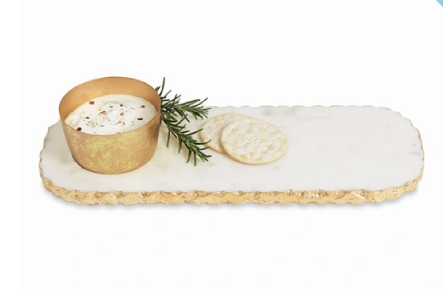 Gold Chipped and Foil Edge Marble Dip and Tray