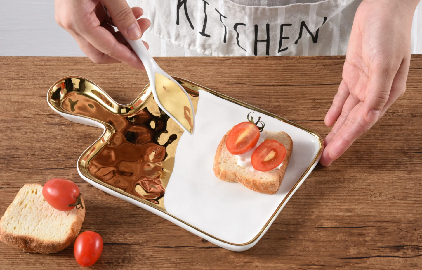 Gold Dipped Paddle Serving Tray Set
