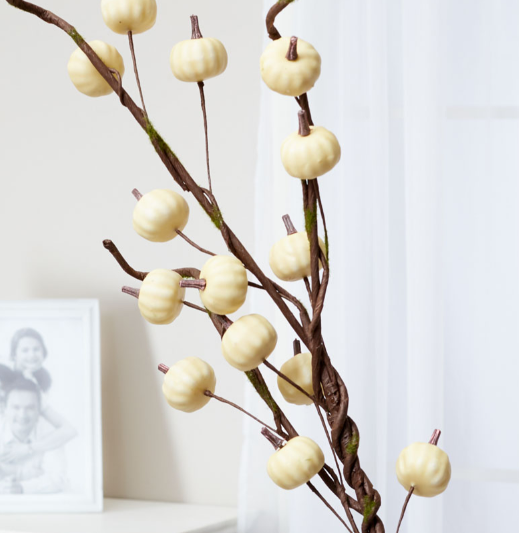 Cream Faux Pumpkin Branch