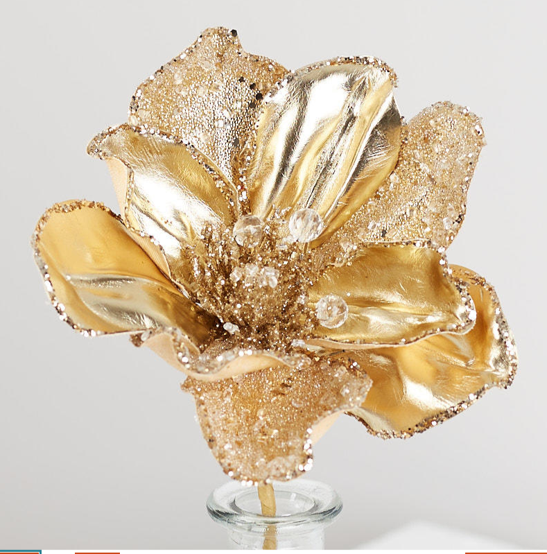 Large Gold Beaded Magnolia Stem