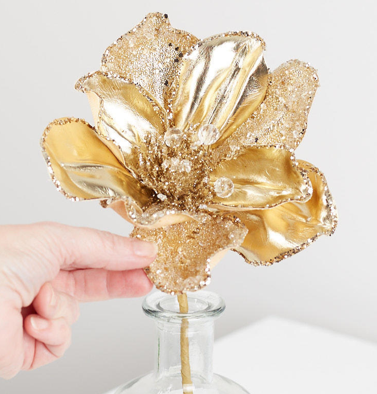 Large Gold Beaded Magnolia Stem