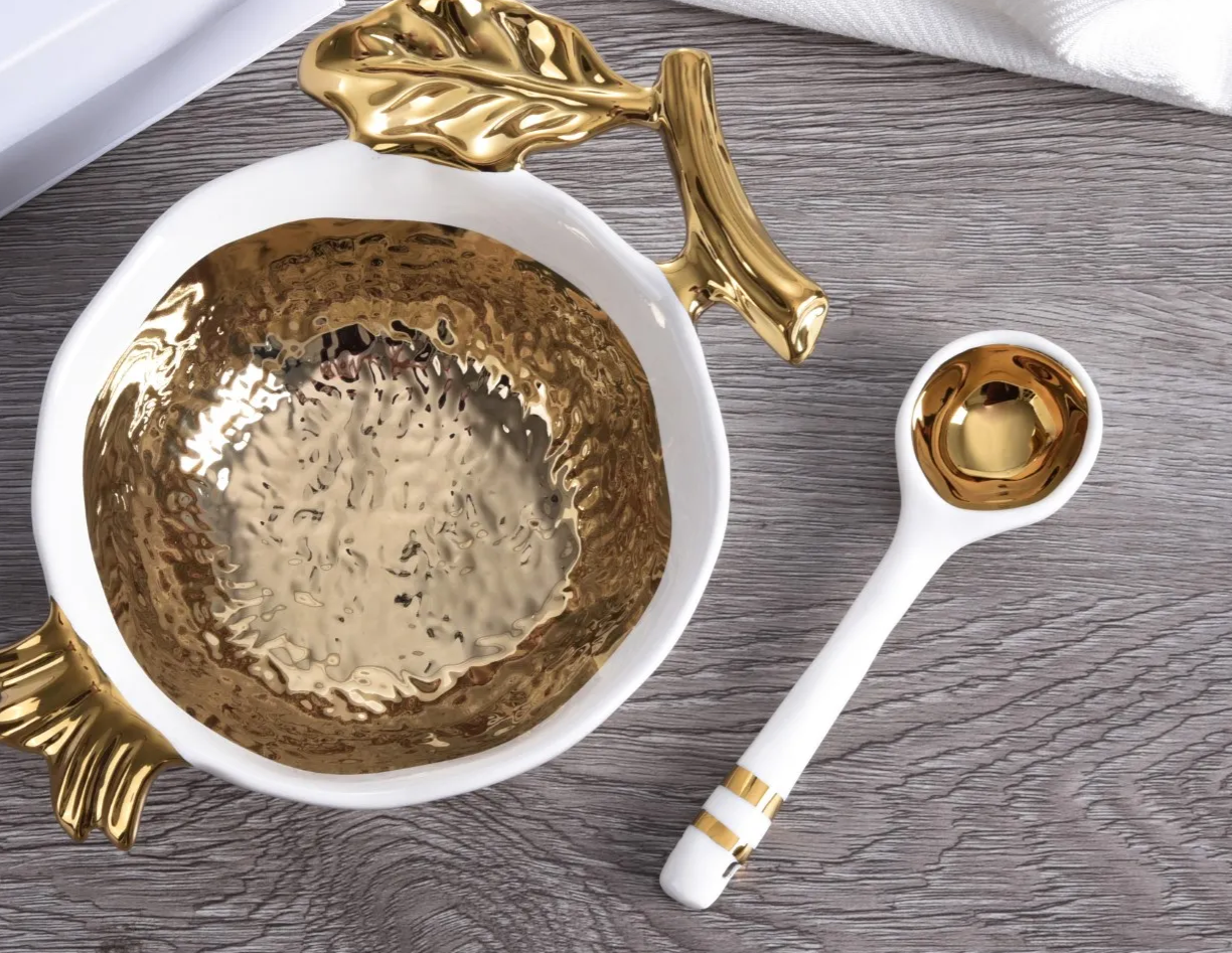 Gold Pomegranate Snack Bowl Set