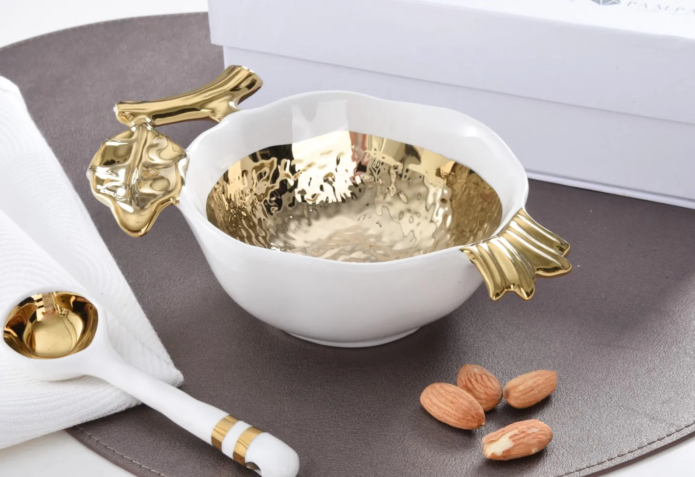 Gold Pomegranate Snack Bowl Set