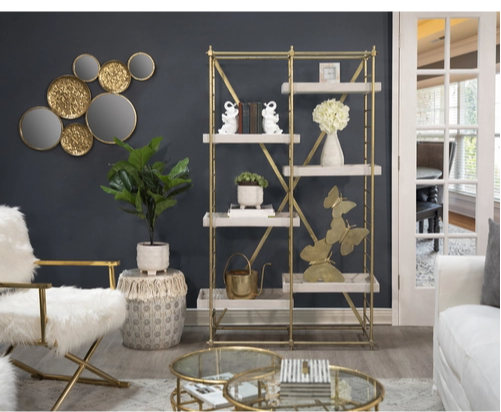 Circle Mirrored Wall Decor (Gold)