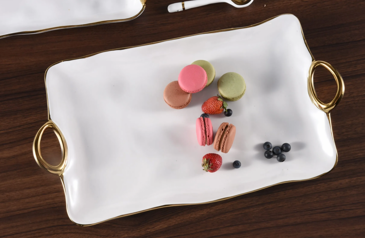 Gold Handle Large Serving Tray
