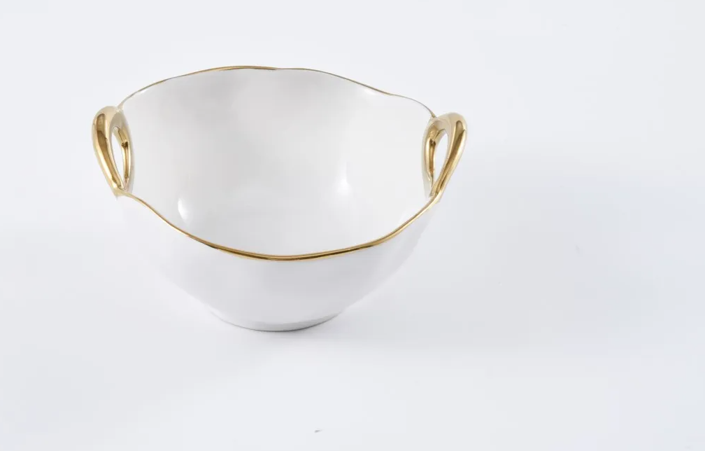 Gold Handle Snack/Cereal Bowl