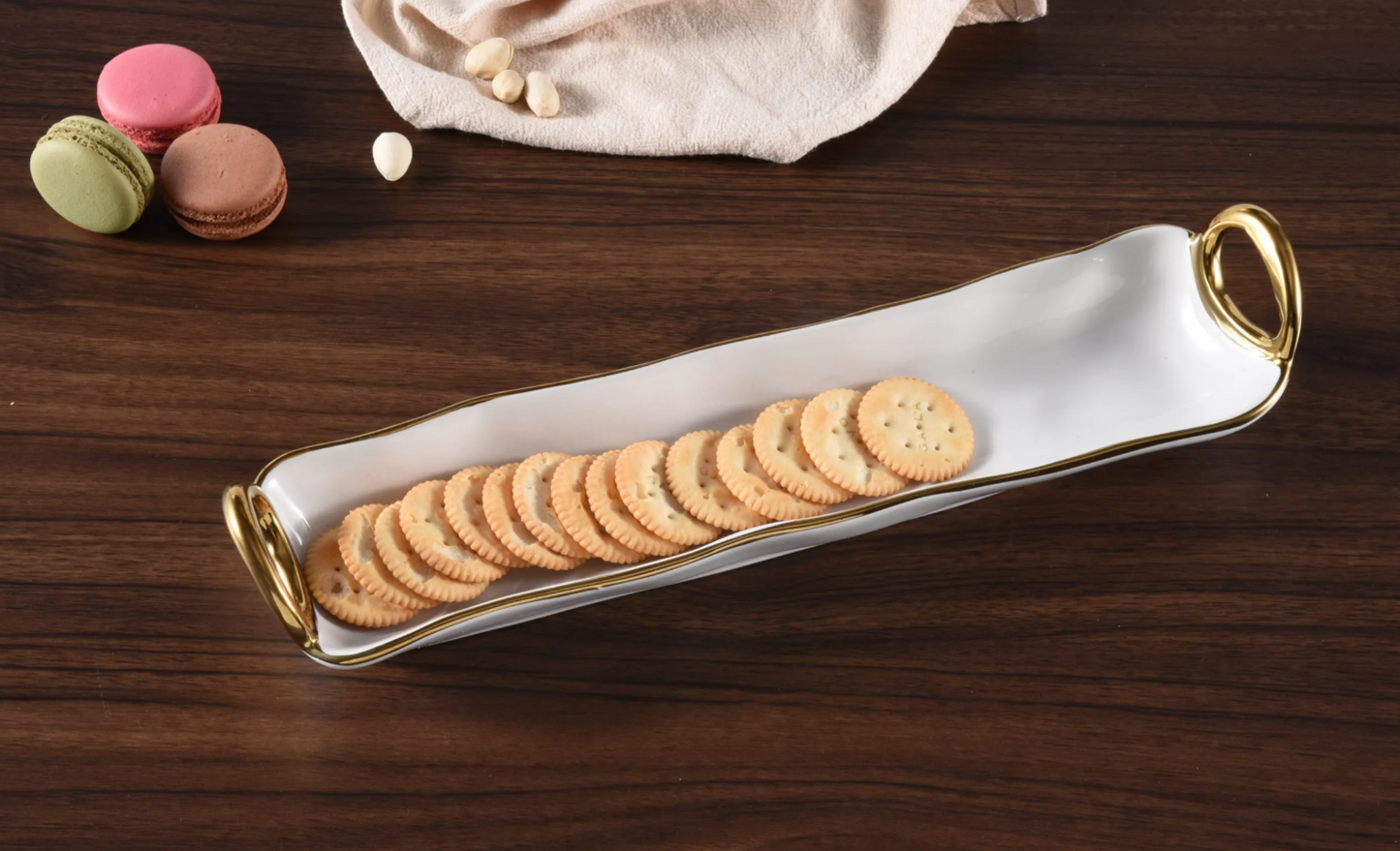 Gold Handle Long Serving Tray