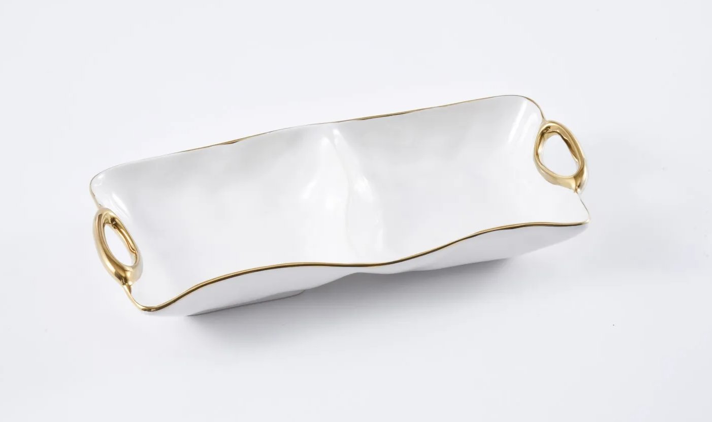 Gold Handle 2-Section Server