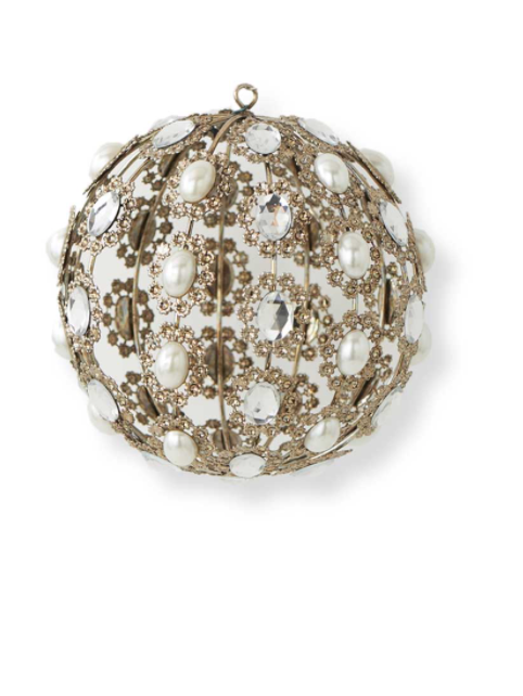 Round Metal Ornament w/Round Pearl & Rhinestone