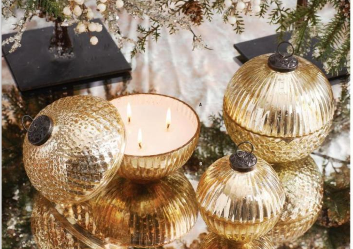 Etched Mercury Glass Ornament Candle
