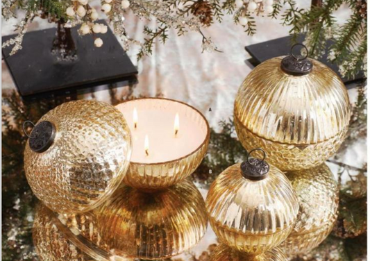 Etched Mercury Glass Ornament Candle