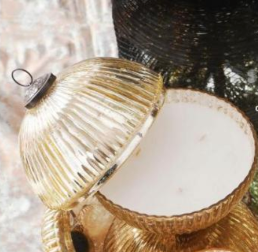 Etched Mercury Glass Ornament Candle