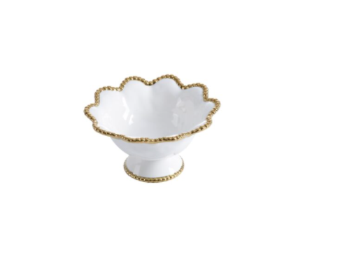 Gold Flower-Shaped Footed Snack Bowl