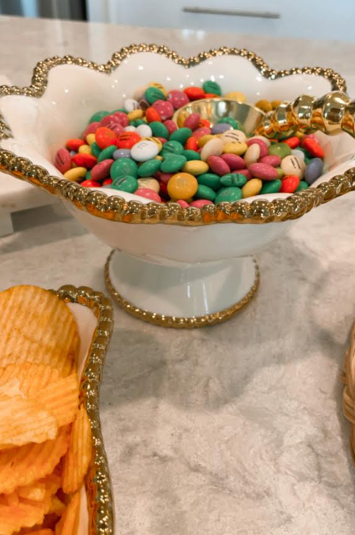 Gold Flower Shaped Footed Snack Bowl