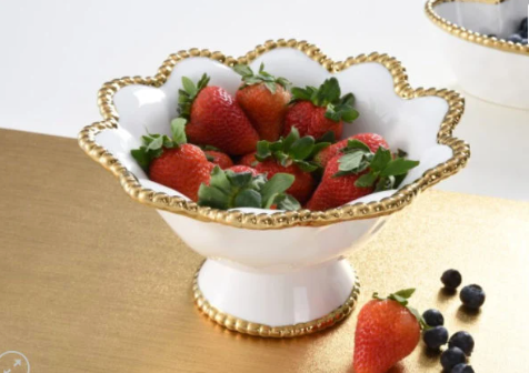 Gold Flower Shaped Footed Snack Bowl