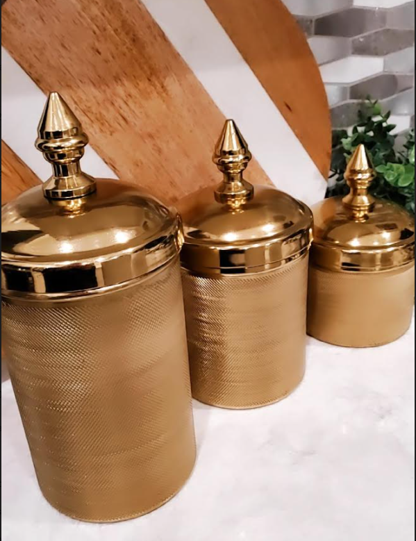 Gold Metal Hammered Canister (3 Sizes)