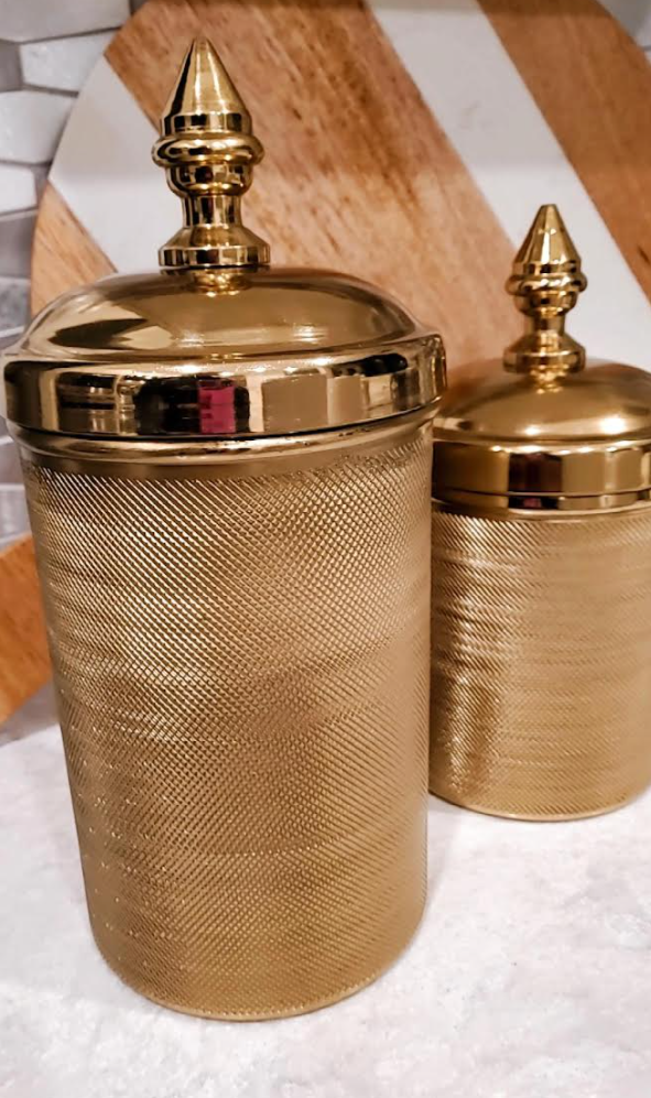 Gold Metal Hammered Canister (3 Sizes)