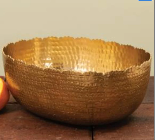Large Gold Hammered Bowl