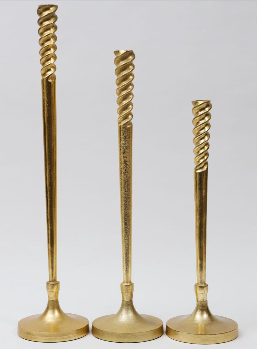 Gold Spiral Floor Candle Stick (3 Sizes)