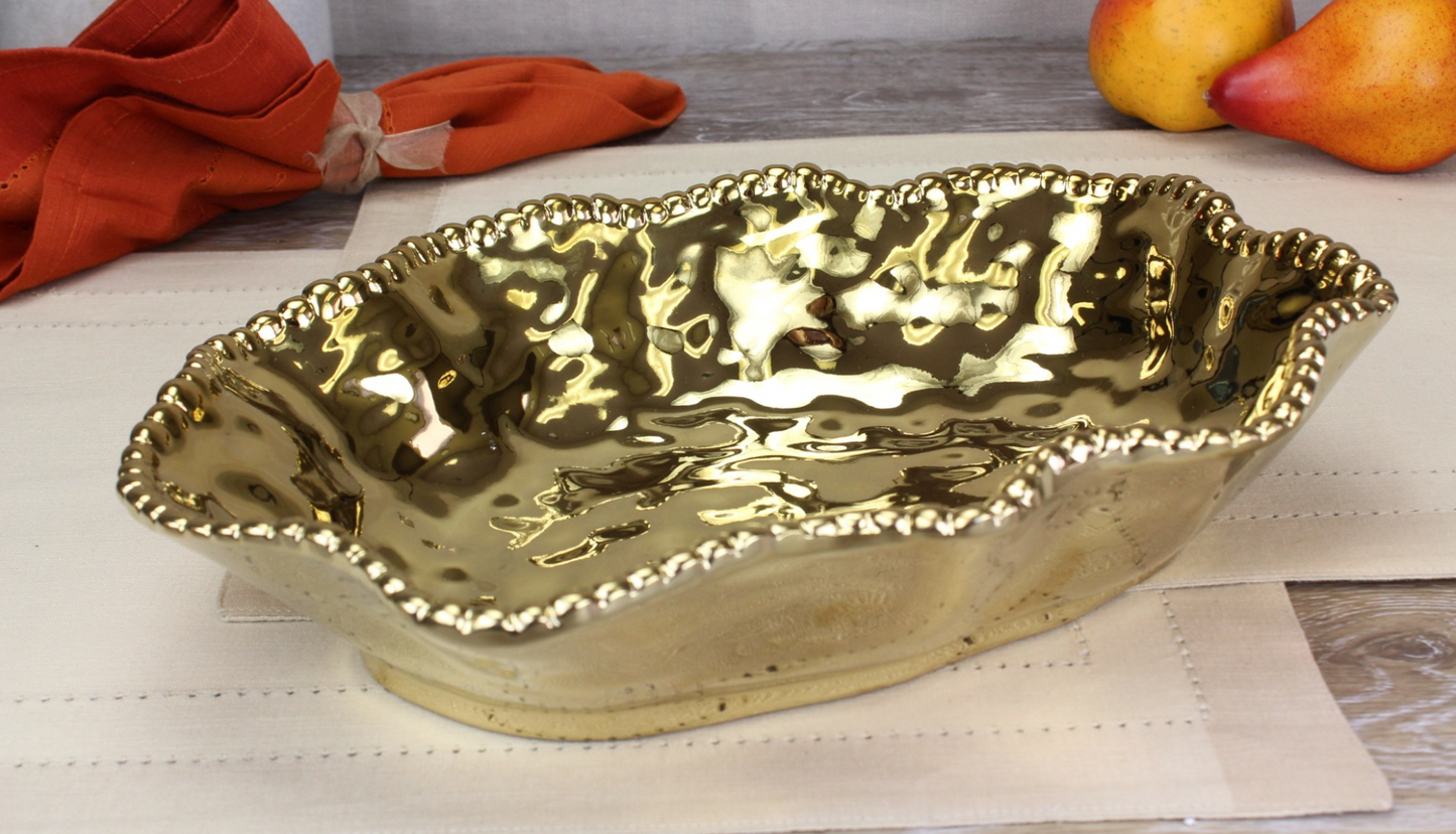 Gold Wavy Serving Bowl